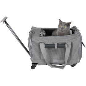 Airline Approved Rolling Pet Carrier with Telescopic Handle, Shoulder Strap