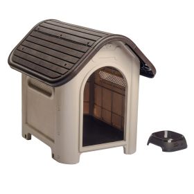 Dog House with Bowl for Small to Medium Breeds, Espresso,