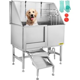 VEVOR 50 Inch Dog Grooming Tub,  with Steps Faucet & Accessories
