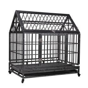 Heavy-Duty Metal Dog Kennel, with 4 Wheels