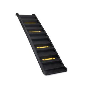 Vehicle Stairs Ladder with Nonslip Mats and Rubber Feet, Folding, Black