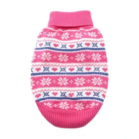 Cable Knit 100% Cotton Sweater (Color: Snowflakes and Hearts Pink, size: XX-Small)