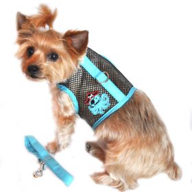 Mesh Dog Harness Under the Sea Collection (Color: Pirate Octopus Blue and Black, size: X-Small)