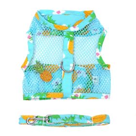 Dog Harness with Leash (Color: Pineapple Luau, size: X-Small)