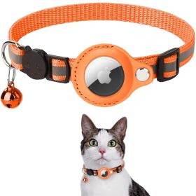Padded Apple Air Tag Dog Collar; Reflective,  Heavy Duty (Color: Orange)