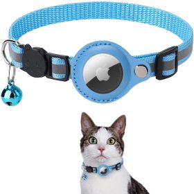 Padded Apple Air Tag Dog Collar; Reflective,  Heavy Duty (Color: Blue)