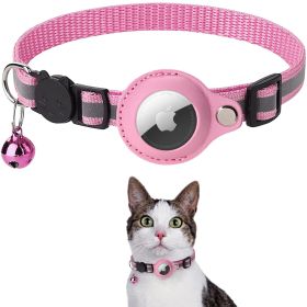Padded Apple Air Tag Dog Collar; Reflective,  Heavy Duty (Color: Pink)