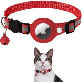 Padded Apple Air Tag Dog Collar; Reflective,  Heavy Duty (Color: Red)