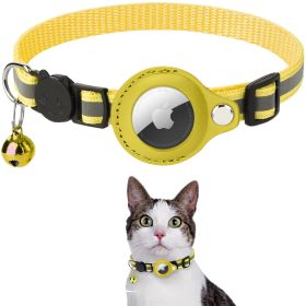Padded Apple Air Tag Dog Collar; Reflective,  Heavy Duty (Color: Yellow)