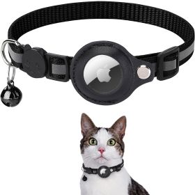 Padded Apple Air Tag Dog Collar; Reflective,  Heavy Duty (Color: Black)
