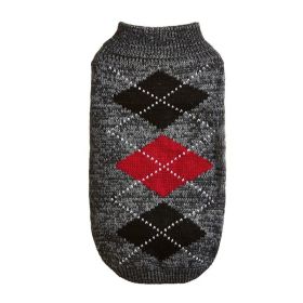 Two-Legged Knit Sweater for Dogs (Type: DarkgraycheckL)