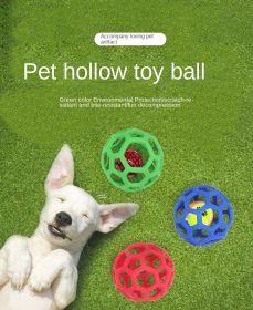 Dog toy hollow ball, bite-resistant elastic, rubber ball bell toy (Colour: Blue, size: Hollow ball (with tennis ball))
