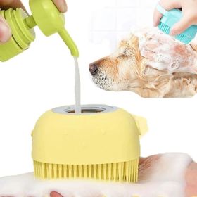 Pet Bath Massage Gloves, Brush Soft Safety Silicone, Pet Accessories (Color: Yellow, size: 8.5x7.9x5.5cm)