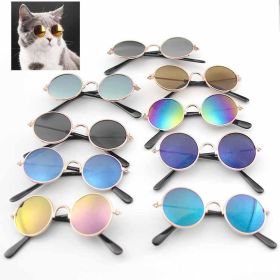 Lovely Vintage Round Cat Sunglasses For Small Dog Cat Pet Photos Props (Color: Green)