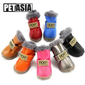 Winter Pet Dog Shoes, Warm Snow Boots Waterproof Fur (Color: Navy Blue, size: S (2))