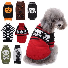 Dog Halloween Costume, Pet Knit Sweater (Type: Green skullXXS)