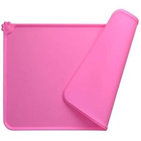 Pet Non Slip Placemat, Feeding Mat Dog or Cat Food Tray (Color: Pink)