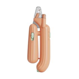 Cactus pet nail clippers,  electric LED blood thread pet products, (Specifications: PCS, Colour: Cactus Purple Lamp Style - Orange)