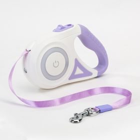 Streamer Led Lights Dog Leash, Automatic Extending Nylon Leash, (Color: Purple, size: 5m)