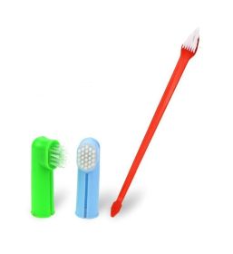 Two Headed Dog Toothbrush Set, Canine Dental Hygiene Brush (Color: Red)