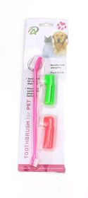 Two Headed Dog Toothbrush Set, Canine Dental Hygiene Brush (Color: Pink)