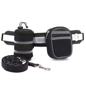 Strong Dog Leash Set, Highly Reflective Threads (Color: Black)