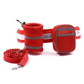 Strong Dog Leash Set, Highly Reflective Threads (Color: Red)