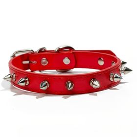 Anti-Bit Pet Necklace; Durable Dog Rivet Collar For Puppy; Pet Supplies (Color: Red, size: Xl)