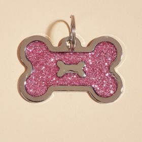 Metal Pet ID Tags With Pink Bone Shape (Color: Shiny Rose Pink, size: 1 Peice)