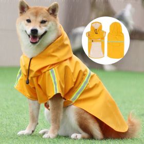 large and small dog raincoat cloak type reflective strip pet raincoat windproof rainproof dog hooded raincoat (Colour: Yellow, size: 3XL (14-24kg))