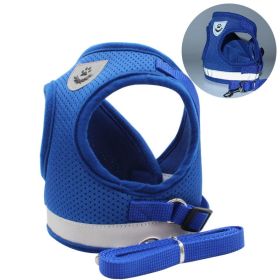dog Harnesses and dog leash set; Pet Chest Strap Vest Dog Towing Rope Reflective Breathable Dog Rope Pet Supplies Wholesale (Specification (L * W): L, Colour: Blue)