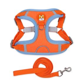 dog Harnesses and dog leash set; Pet Chest Strap Vest Dog Strap Small Dog Rope Wholesale Reflective Dog Towing Rope (Specification (L * W): M, Colour: Orange)