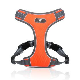 dog Harnesses; Pet Traction Rope Mesh Breathable Big Dog Chest Strap Vest Reflective Dog Rope Spot Wholesale (Specification (L * W): M (12-32 kg), Colour: Orange)