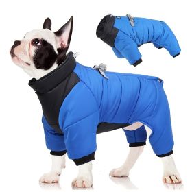 Pet Cotton Coat; Waterproof Warm Dog Jacket; Winter Dog Coat For Small Medium Large Dogs (Color: Blue, size: 3Xl)