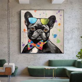 Abstract Black Dog Oil Painting on Canvas Large Wall Art Original Floral Art Custom Painting Living Room Home Decor Gift Fancy Art (Style: 1, size: 160x160cm)