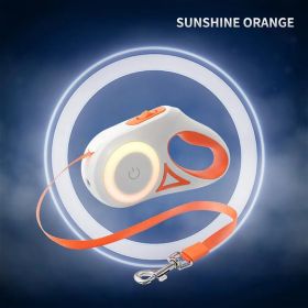 3 And 5M Dog Leash Light Retractable Pet Leads Traction Rope Belt Durable Large Dog Walk Run Leash Lead Automatic Cat Lead Extension (Color: Orange, size: 3m)