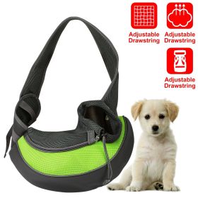 Pet Carrier for Dogs or Cats, Hand Free Sling Adjustable Padded Strap Tote Bag (Color: Green, size: S)