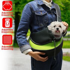 Pet Carrier for Dogs or Cats, Hand Free Sling Adjustable Padded Strap Tote Bag (Color: Green, size: L)