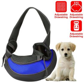 Pet Carrier for Dogs or Cats, Hand Free Sling Adjustable Padded Strap Tote Bag (Color: Blue, size: L)