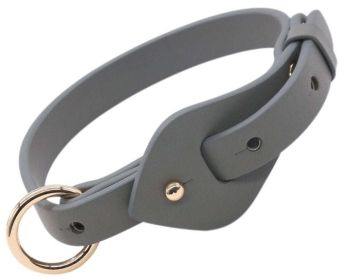 Adjustable Designer Leather Dog Collar (Color: Grey, size: medium)