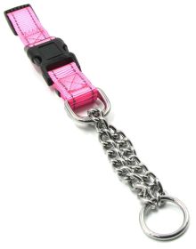 Martingale, Safety and Training Chain Dog Collar (Color: Pink, size: large)