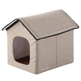 Electronic Heating and Cooling, Smart Collapsible Pet House (Color: Beige, size: large)