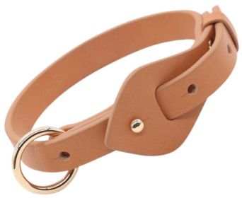 Adjustable Designer Leather Dog Collar (Color: Brown, size: large)
