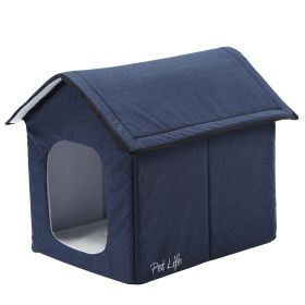 Electronic Heating and Cooling, Smart Collapsible Pet House (Color: Navy, size: small)