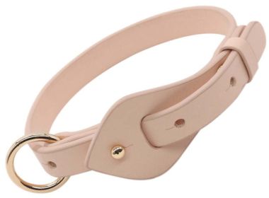 Adjustable Designer Leather Dog Collar (Color: Pink, size: large)