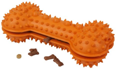 TPR Treat Dispensing and Dental Cleaning Durable Dog Toy (Color: Orange)