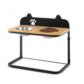 Elevated Pet Feeder for cats or dogs (Color: Black & Natural, Type: Style A)