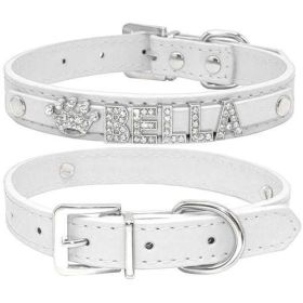 Puppy Dog Collars Personalized (Color: White, size: L)