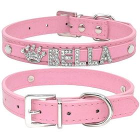Puppy Dog Collars Personalized (Color: Pink, size: L)