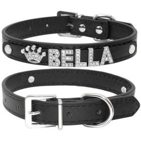 Puppy Dog Collars Personalized (Color: Black, size: M)